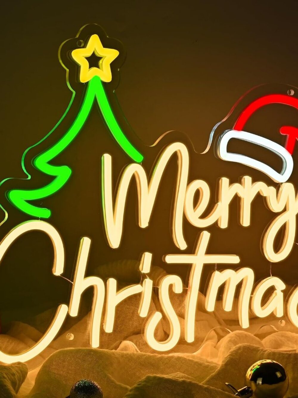 NEW FRAMICS Merry Christmas Tree Hat LED Neon Sign USB 16.14 x 13